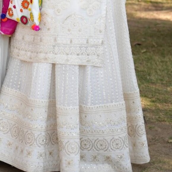 White Chikankari Lehnga - Picture 7 of 7